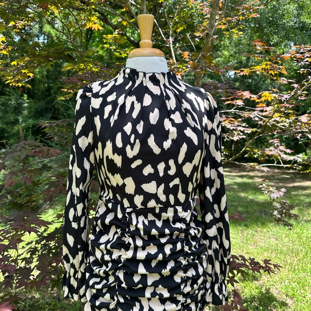 Black and Cream Leopard Print Dress